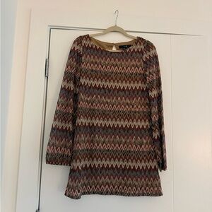 Forever 21 Multicolor Chevron Knit Dress - Rust, Cream, Purple, Olive